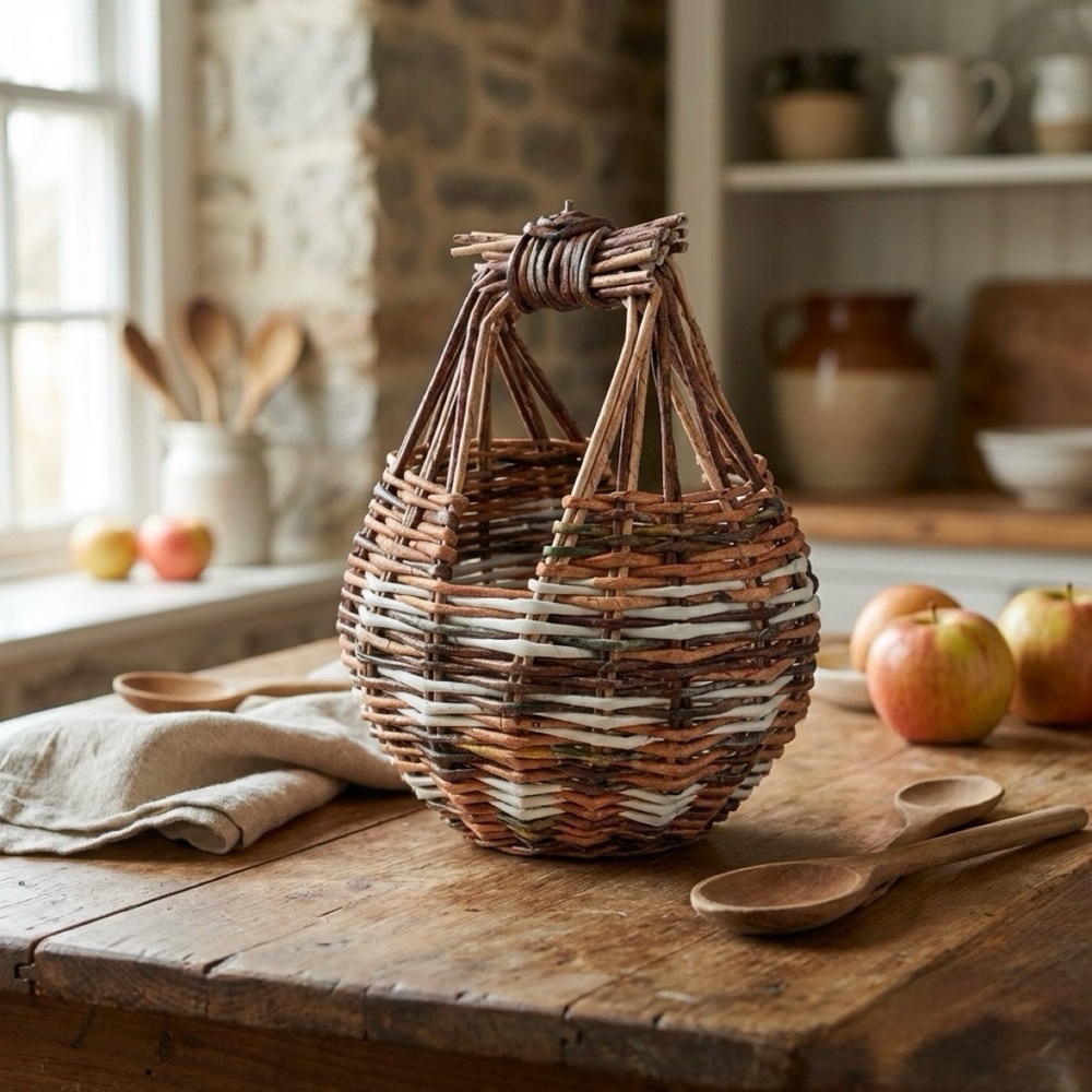 Handwoven Eco Friendly Rustic Boho Farmhouse Basket